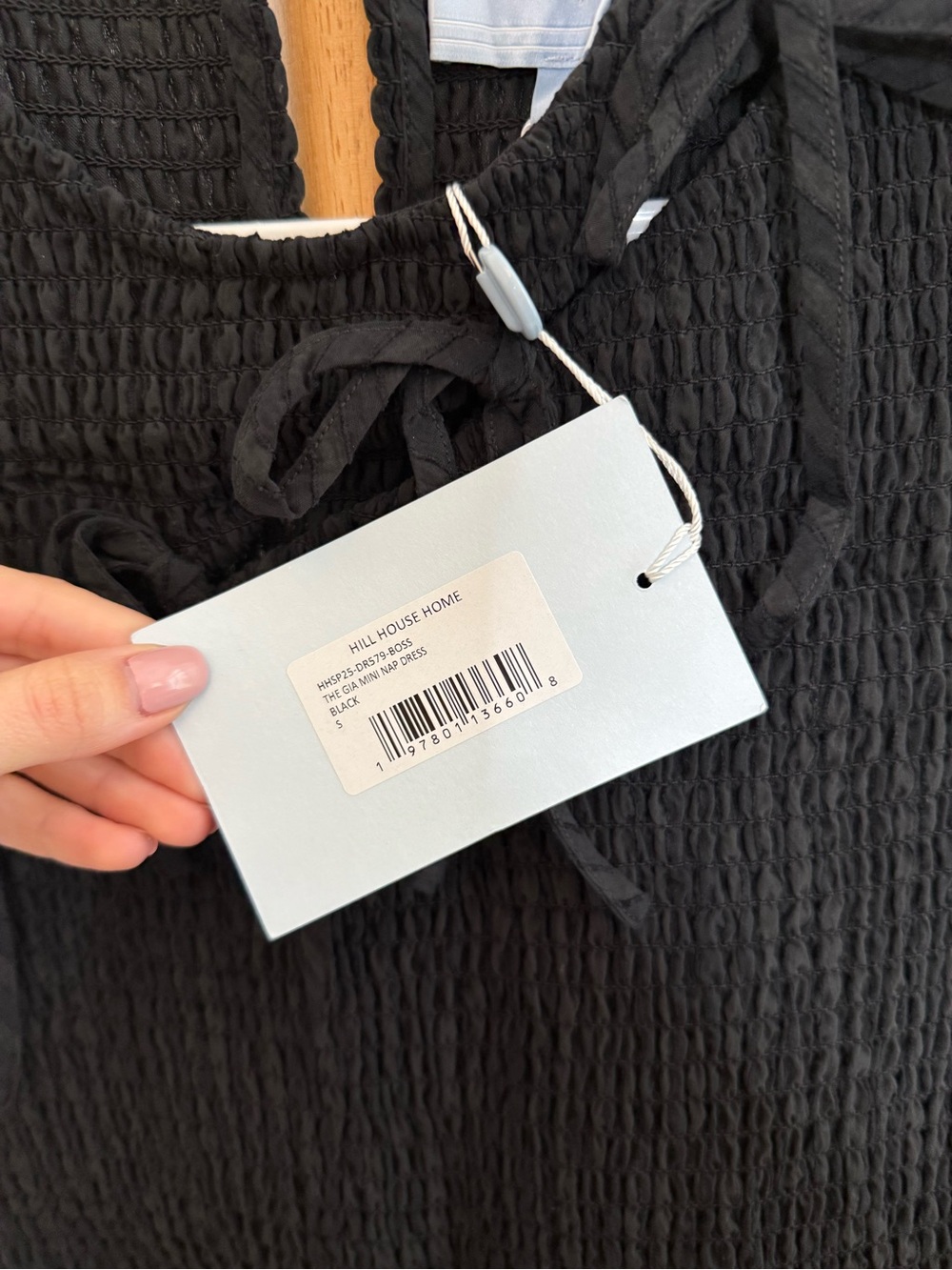Hill House Home US The Gia Mini Nap Dress - Black Tonal Seersucker - Picture 4 of 7